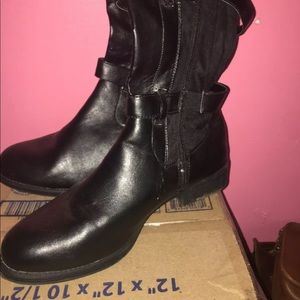Black leather boots
